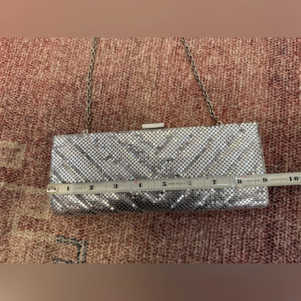 Lulu Townsend silver chevron chainmail clutch with chain evening bag